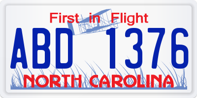 NC license plate ABD1376