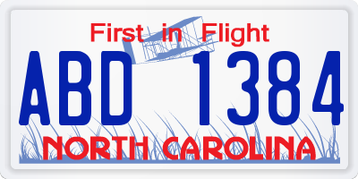 NC license plate ABD1384