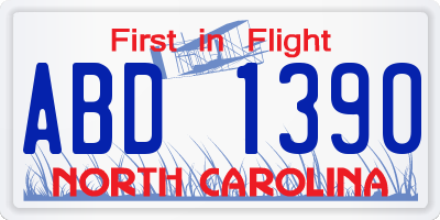 NC license plate ABD1390