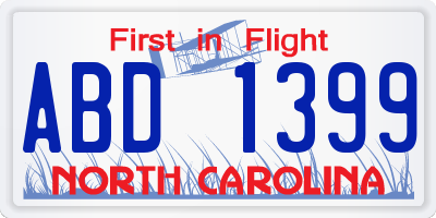 NC license plate ABD1399