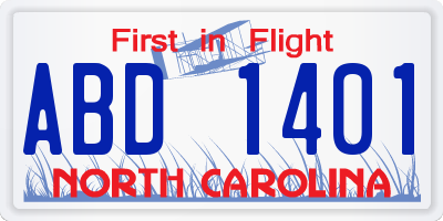 NC license plate ABD1401