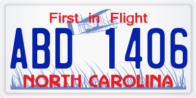 NC license plate ABD1406