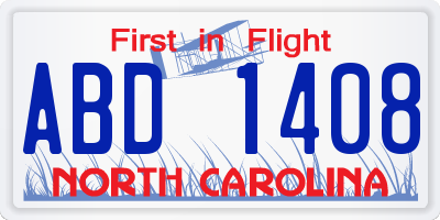 NC license plate ABD1408