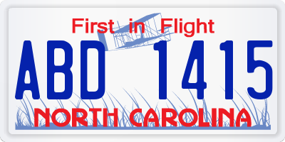 NC license plate ABD1415