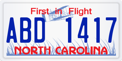 NC license plate ABD1417