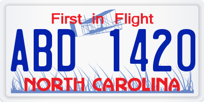 NC license plate ABD1420