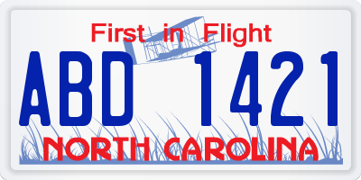 NC license plate ABD1421