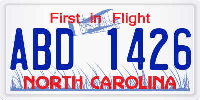 NC license plate ABD1426