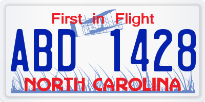 NC license plate ABD1428
