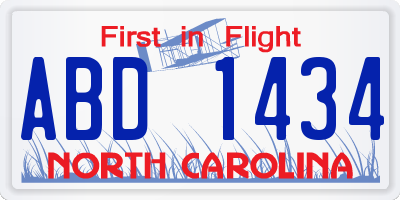 NC license plate ABD1434