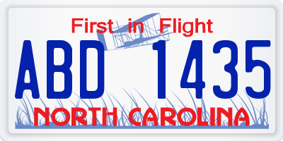 NC license plate ABD1435