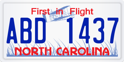 NC license plate ABD1437