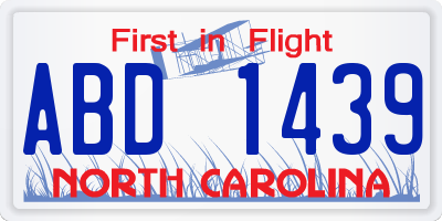NC license plate ABD1439