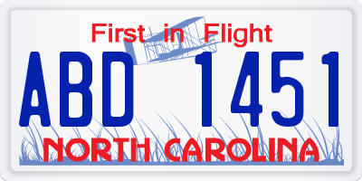 NC license plate ABD1451
