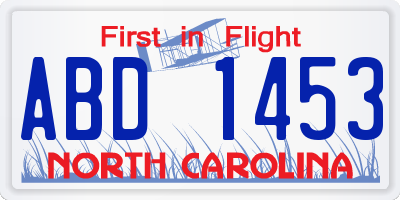 NC license plate ABD1453