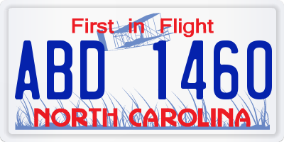 NC license plate ABD1460