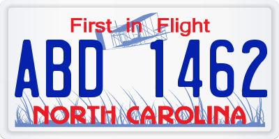 NC license plate ABD1462