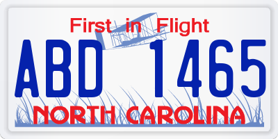 NC license plate ABD1465