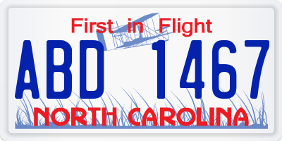 NC license plate ABD1467