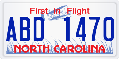 NC license plate ABD1470