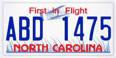 NC license plate ABD1475