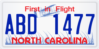 NC license plate ABD1477
