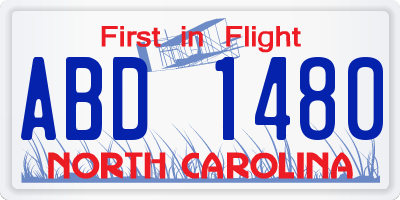 NC license plate ABD1480