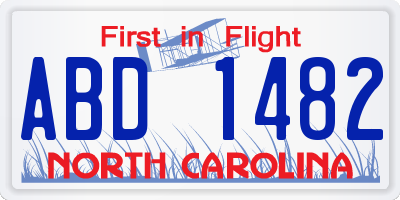 NC license plate ABD1482