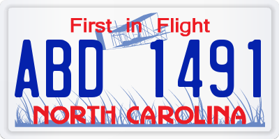 NC license plate ABD1491