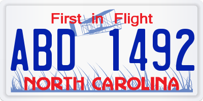 NC license plate ABD1492