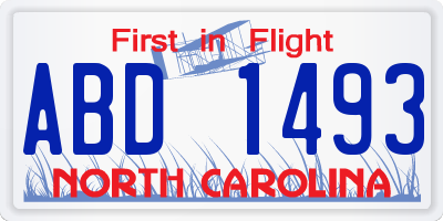 NC license plate ABD1493