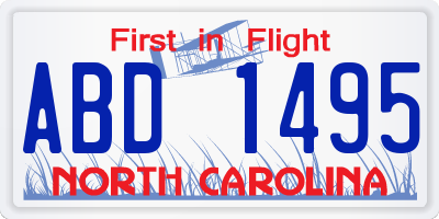 NC license plate ABD1495