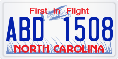 NC license plate ABD1508