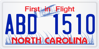 NC license plate ABD1510