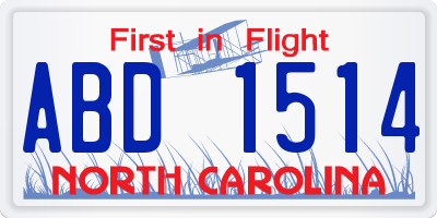 NC license plate ABD1514