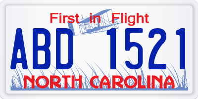NC license plate ABD1521