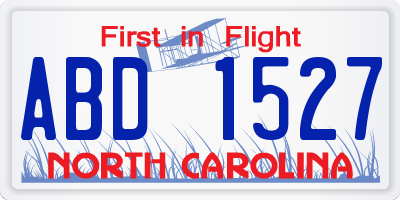 NC license plate ABD1527