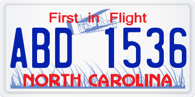 NC license plate ABD1536