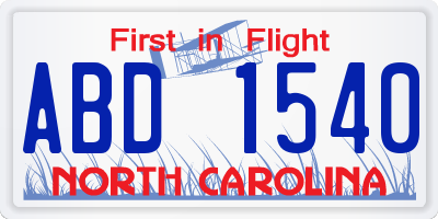 NC license plate ABD1540
