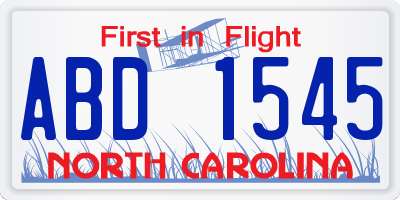 NC license plate ABD1545