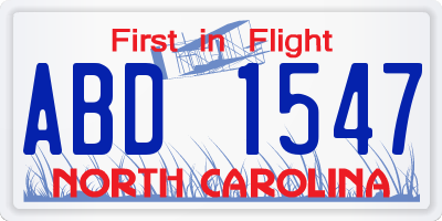 NC license plate ABD1547