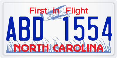 NC license plate ABD1554