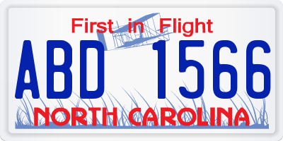 NC license plate ABD1566