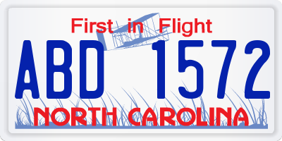 NC license plate ABD1572