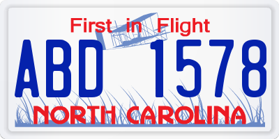 NC license plate ABD1578