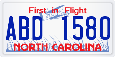 NC license plate ABD1580