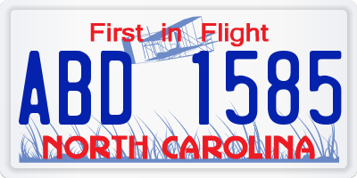 NC license plate ABD1585
