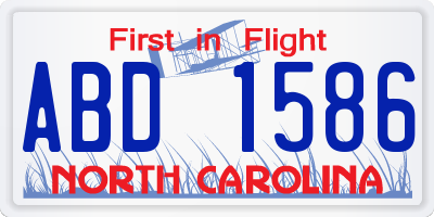 NC license plate ABD1586