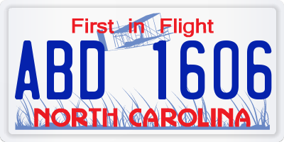 NC license plate ABD1606