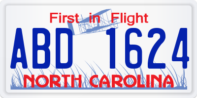 NC license plate ABD1624